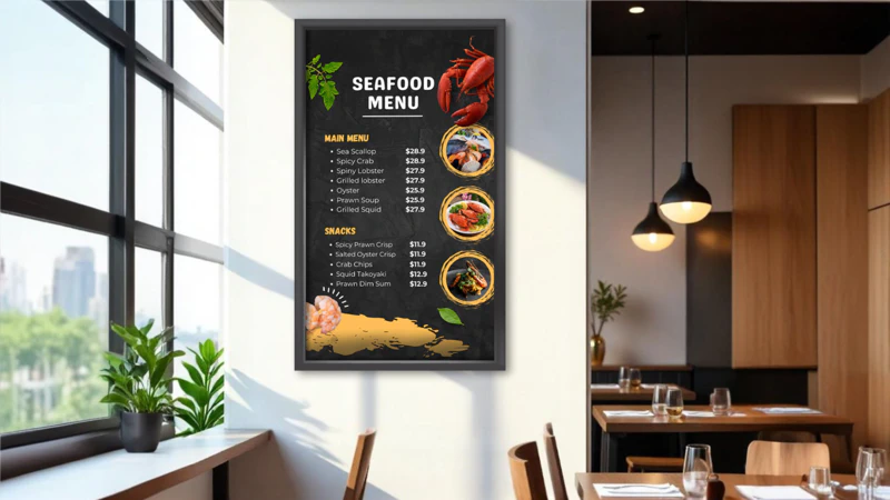 Digital Signage at a Seafood Restaurant