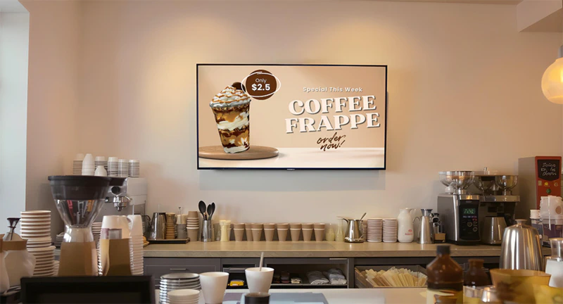 Smart TV in a Coffee shop for digital signage