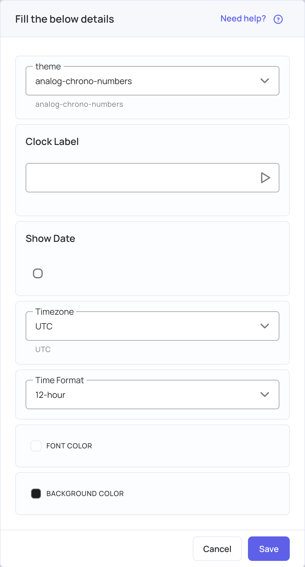 World Clock settings