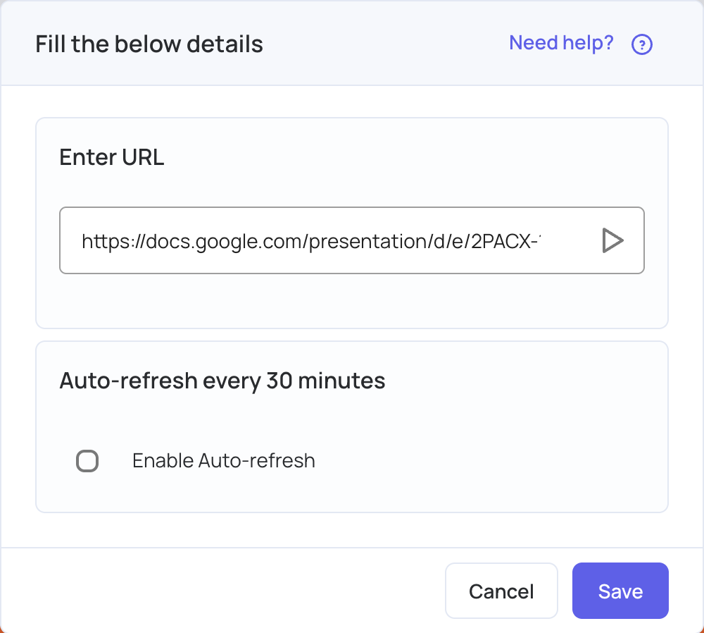 Google Slides window