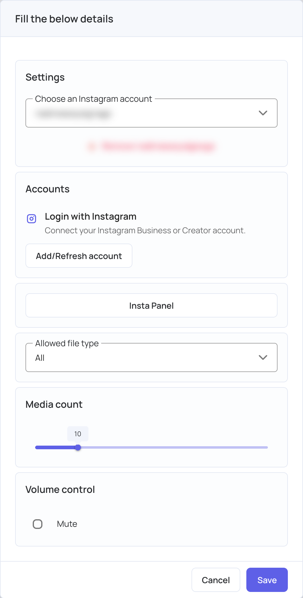Instagram settings