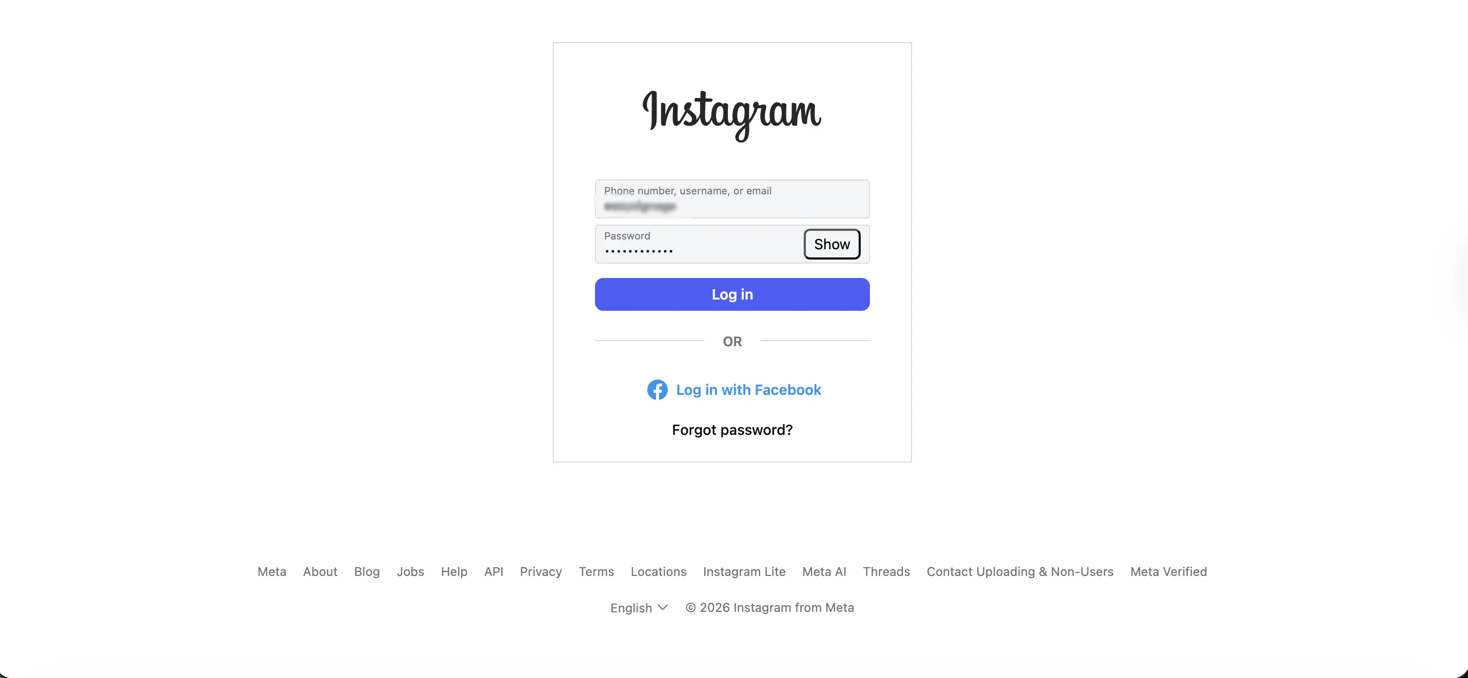 Iniciar sesión en Instagram