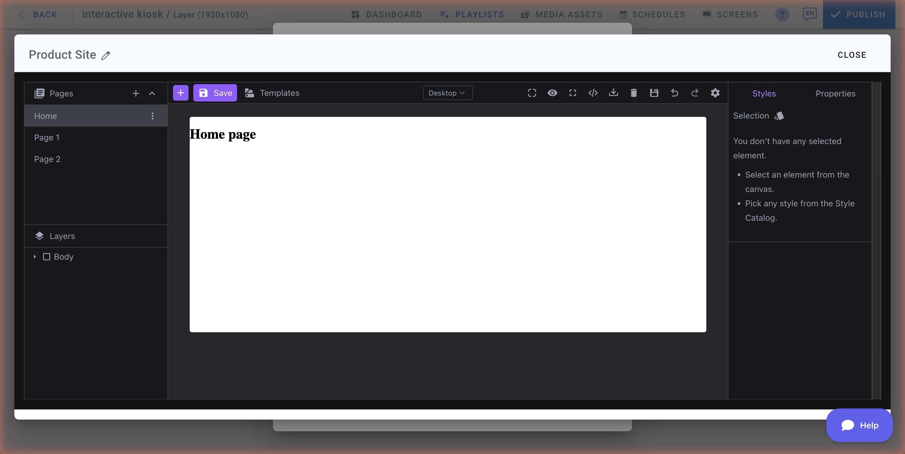 Interactive Sites Dialog