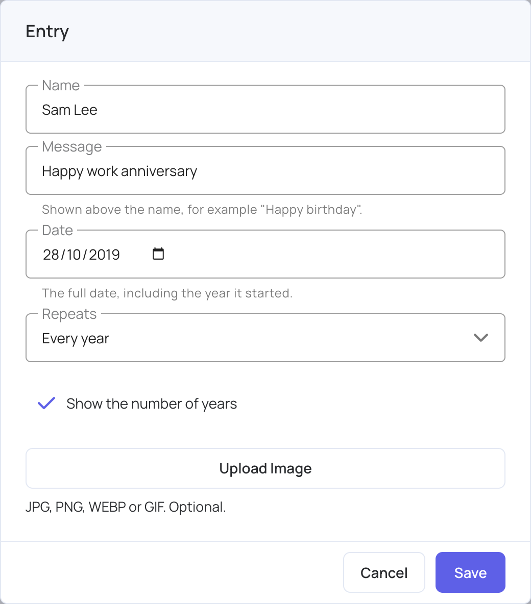 Add an entry