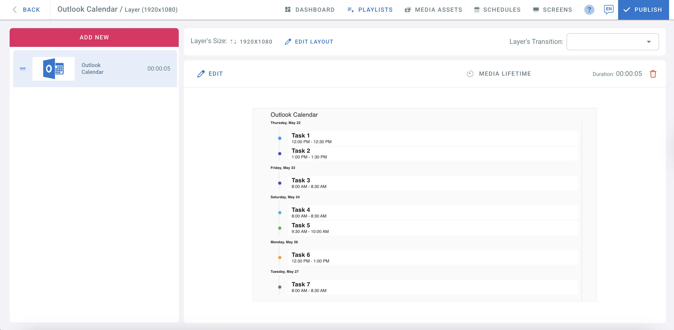 Outlook Calendar List View