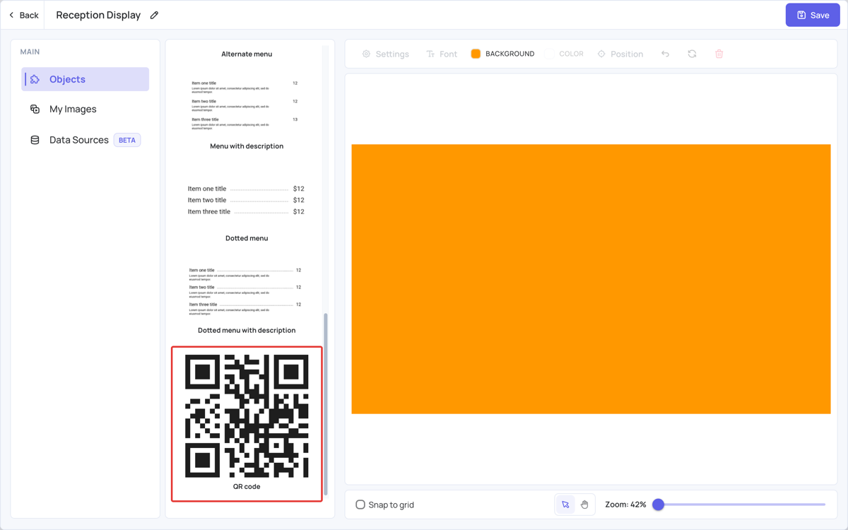 The QR code object in Objects