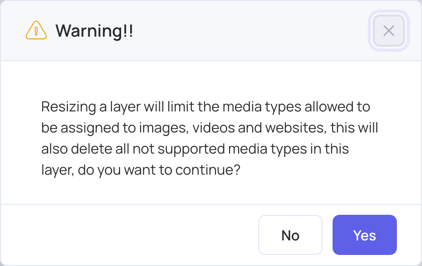 Resize warning