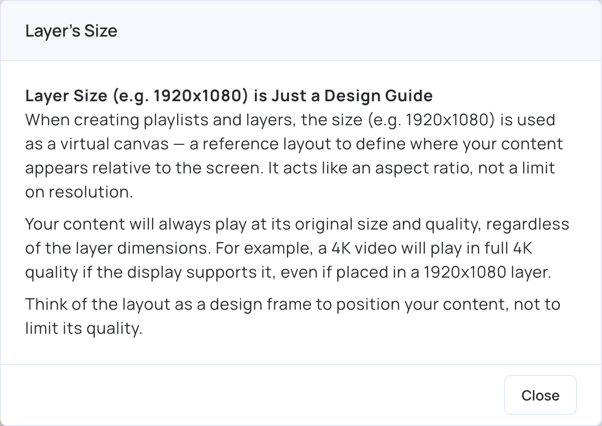 Layer&rsquo;s Size note
