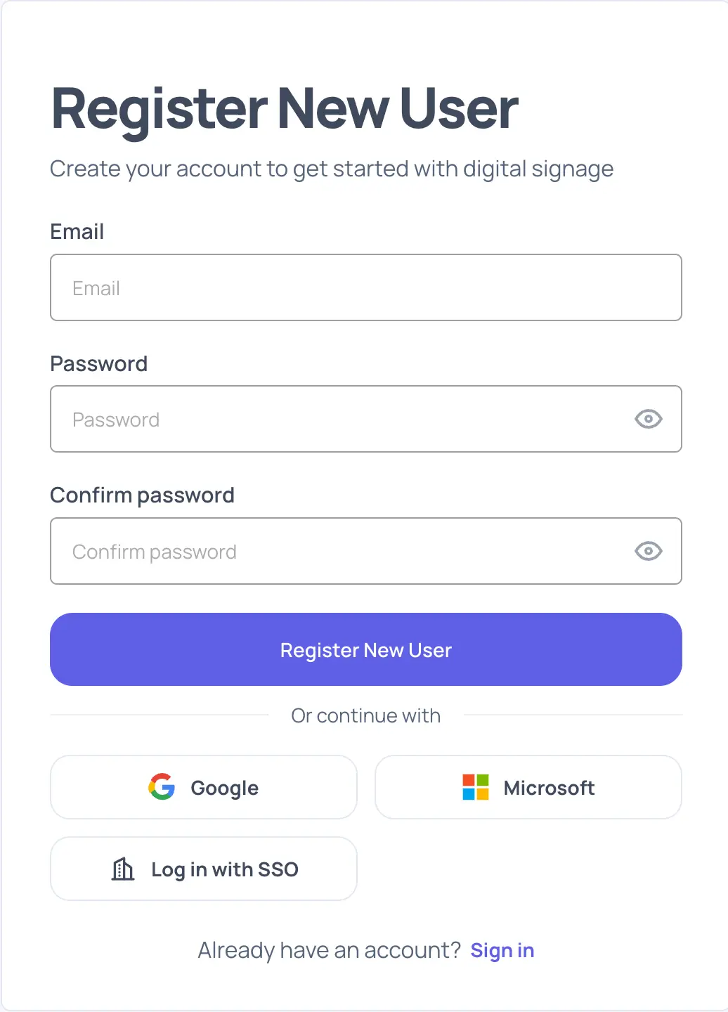 EasySignage Log In with SSO