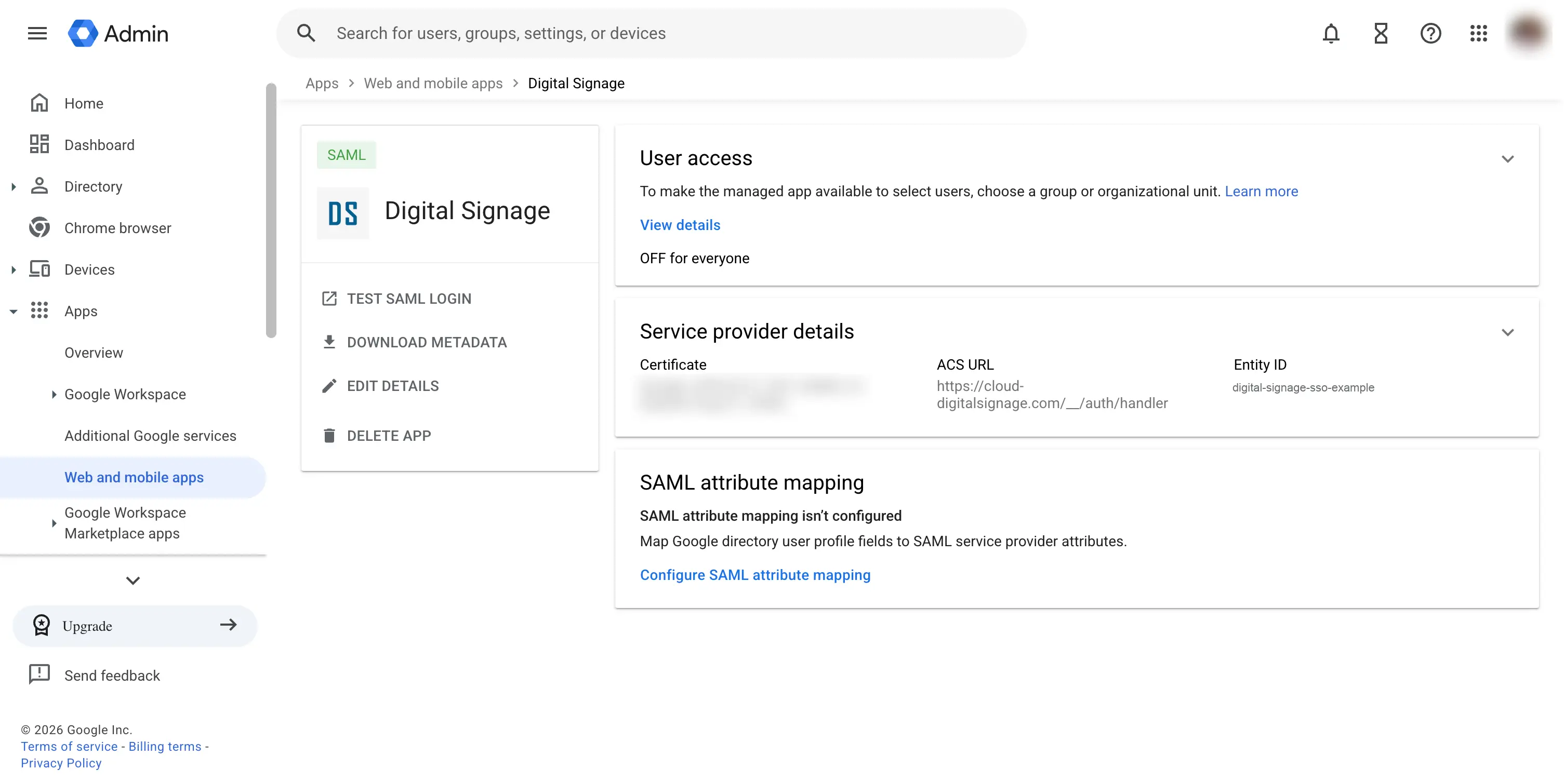 Google Workspace SAML App Overview