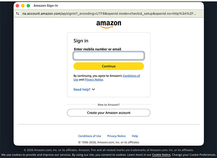 Amazon Signage Console login