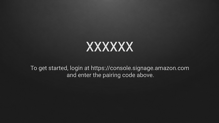 Amazon Signage Pairing code