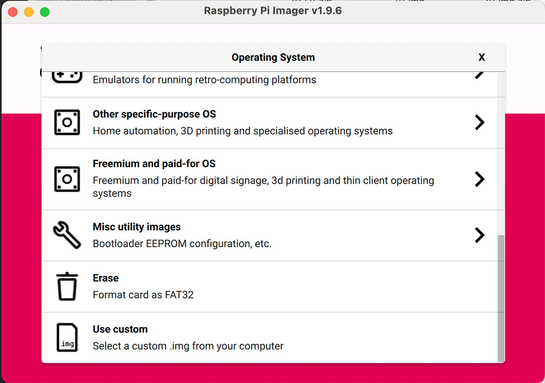 choose custom OS