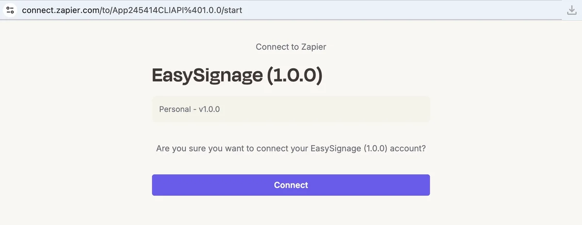 Confirm the connection in Zapier