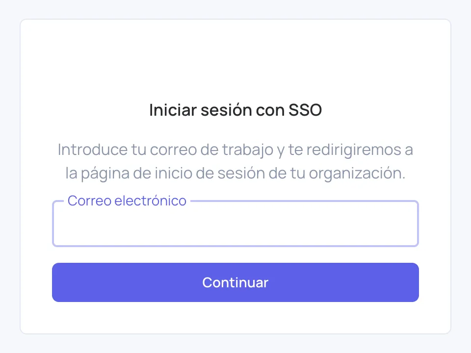 Página Iniciar sesión con SSO