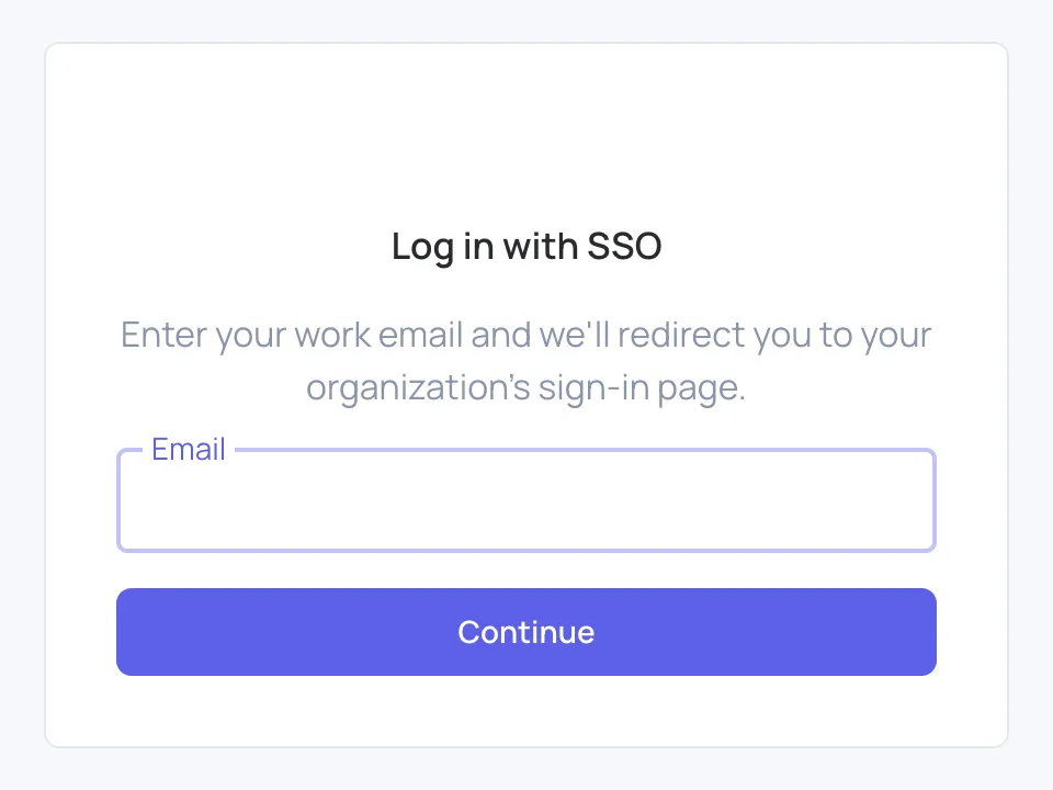 Log in with SSO page
