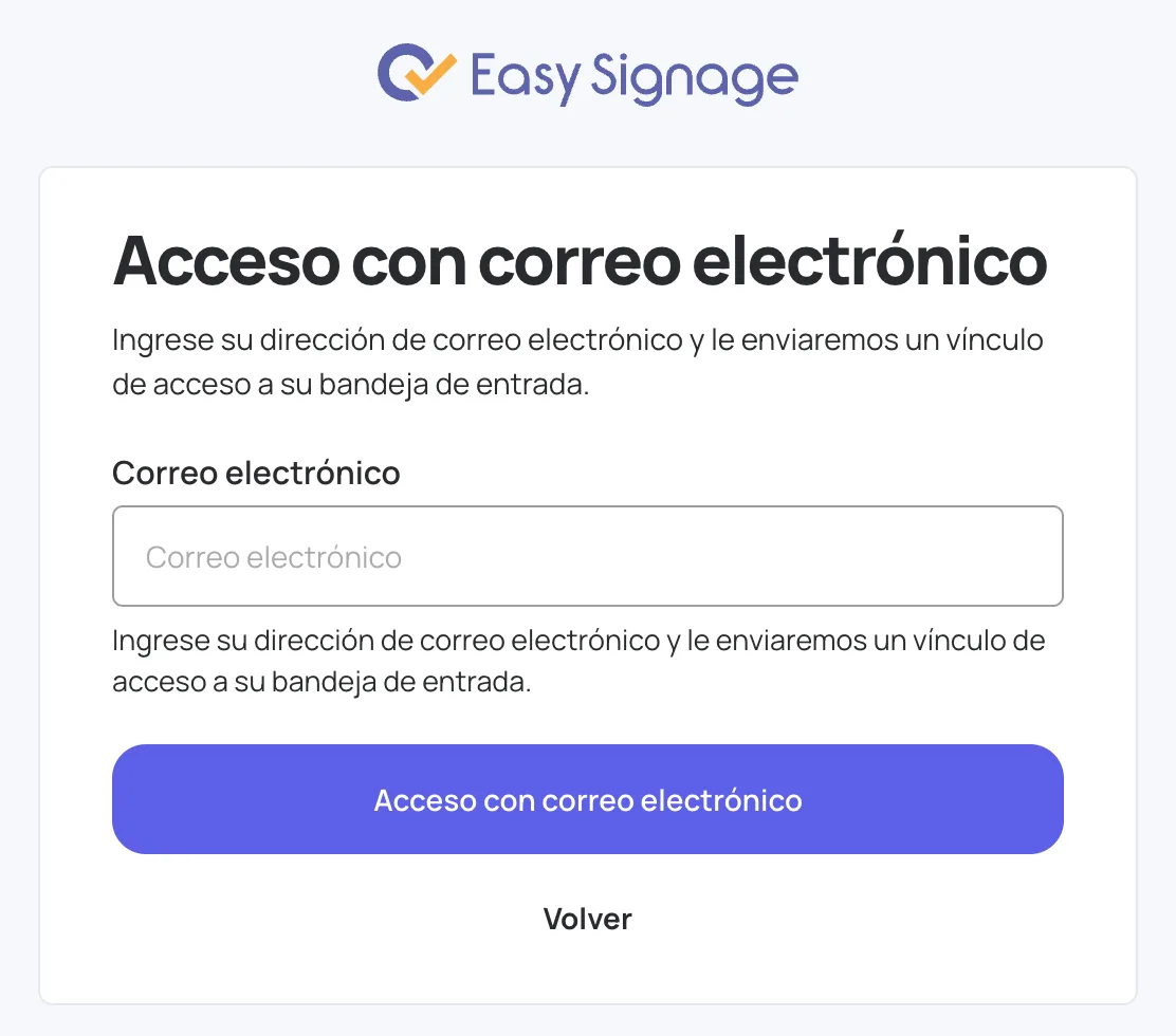 Formulario Acceso con correo electrónico