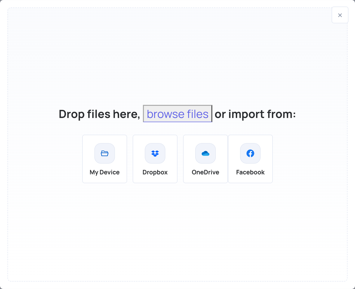 Upload media window