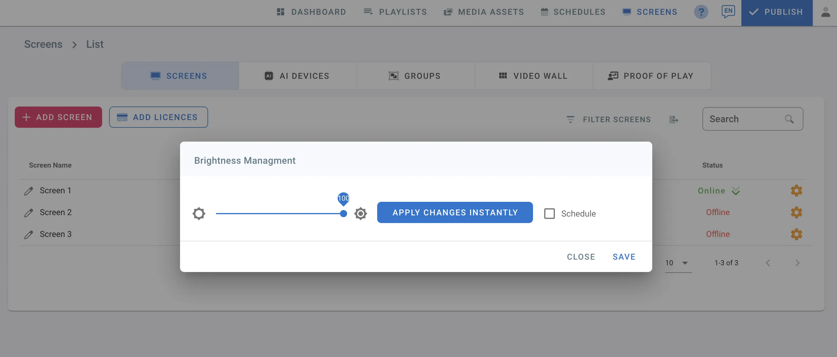 Manual Brightness Management