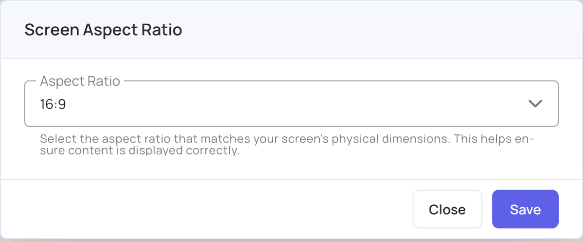 Screen Aspect Ratio window