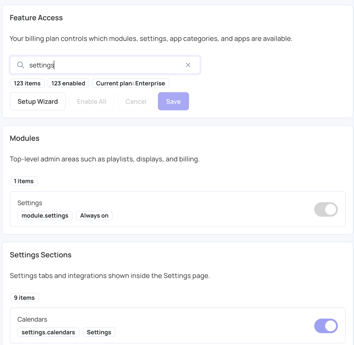 Search the features