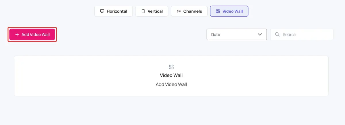 The Video Wall tab in Playlists