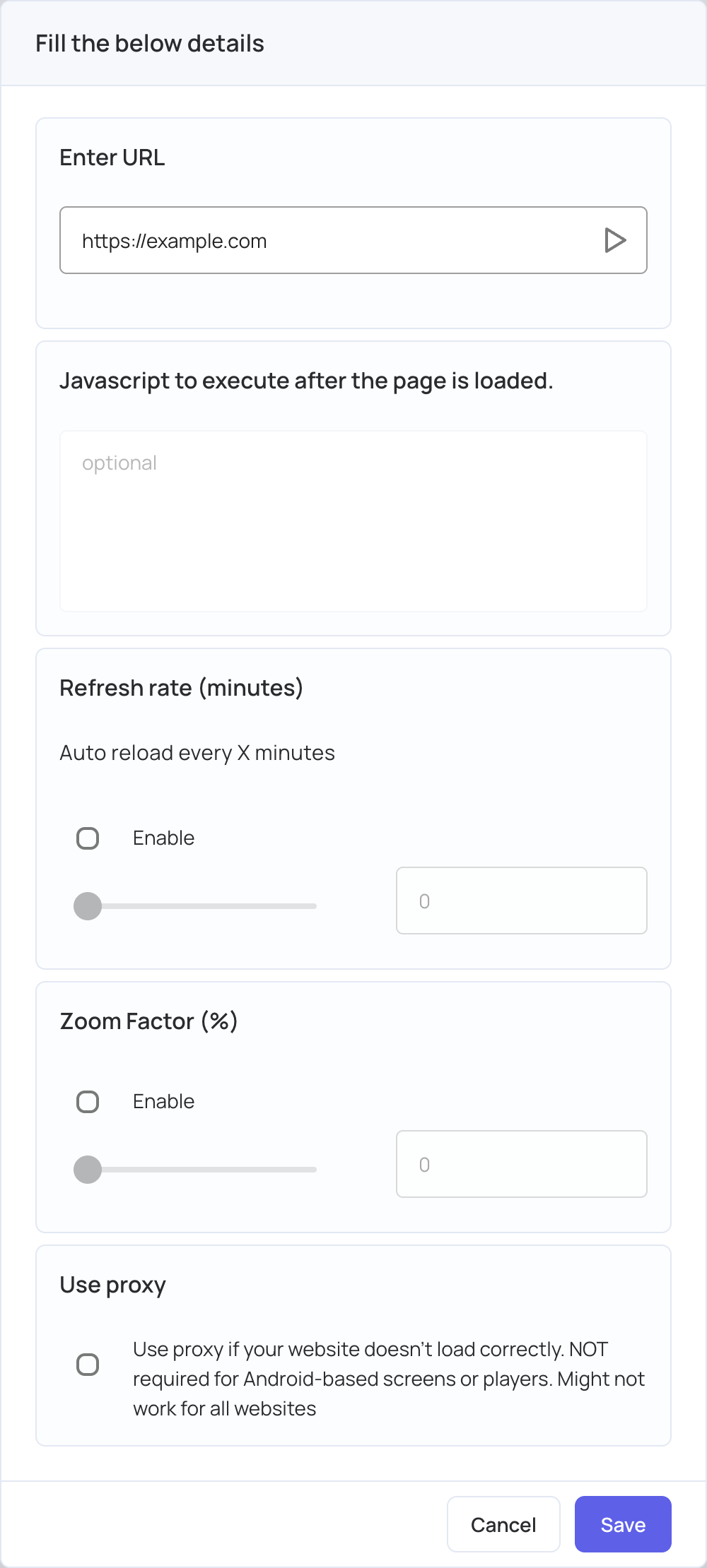Website settings